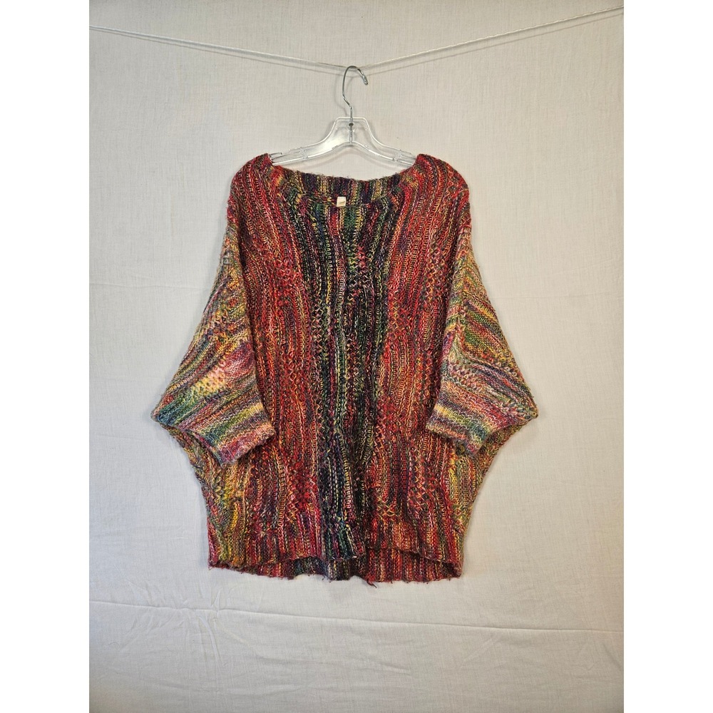 Diva D Womens L/XL Multi Color Space Dye Cable Knit Batwing Dolman Sweater 3055